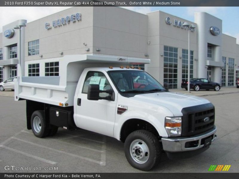 Oxford White / Medium Stone 2010 Ford F350 Super Duty XL Regular Cab 4x4 Chassis Dump Truck