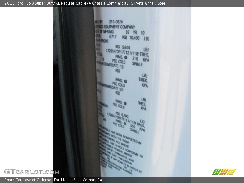 Oxford White / Steel 2011 Ford F350 Super Duty XL Regular Cab 4x4 Chassis Commercial