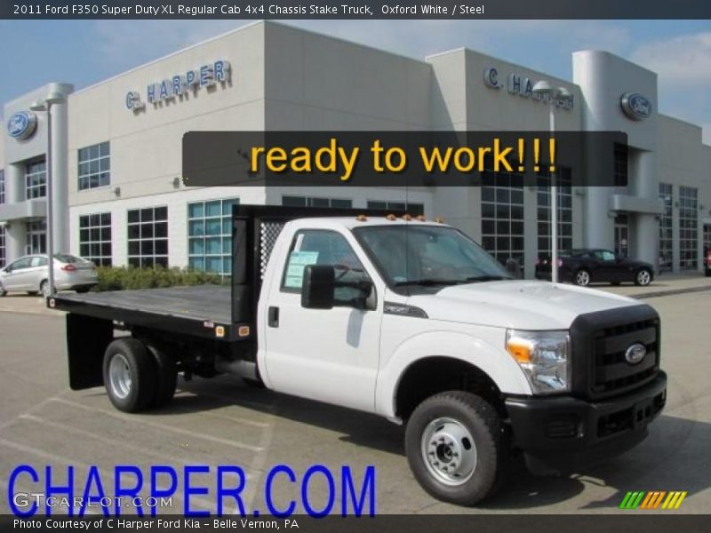 Oxford White / Steel 2011 Ford F350 Super Duty XL Regular Cab 4x4 Chassis Stake Truck