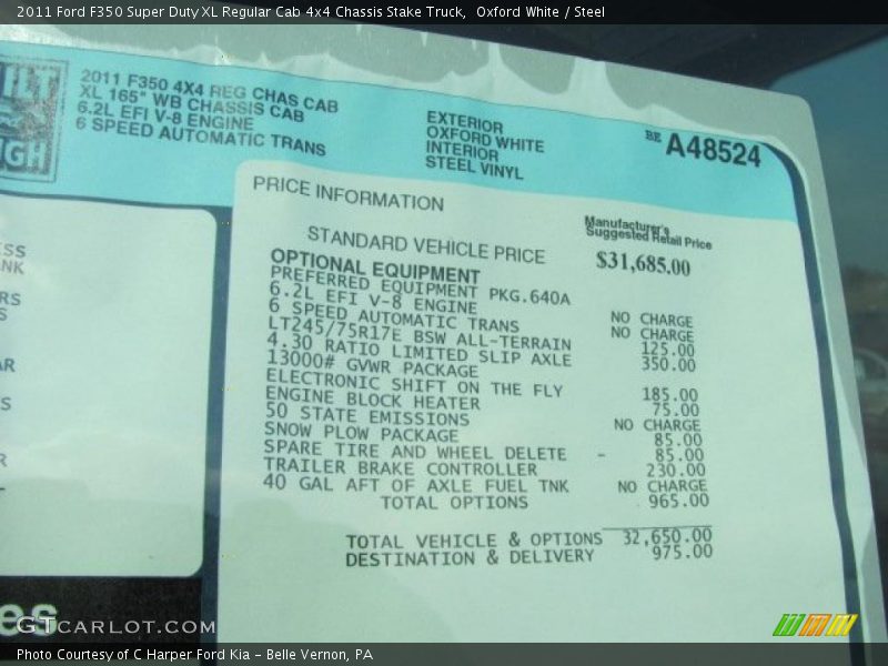 Oxford White / Steel 2011 Ford F350 Super Duty XL Regular Cab 4x4 Chassis Stake Truck