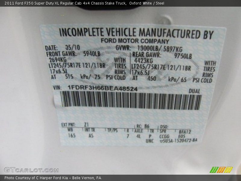Oxford White / Steel 2011 Ford F350 Super Duty XL Regular Cab 4x4 Chassis Stake Truck