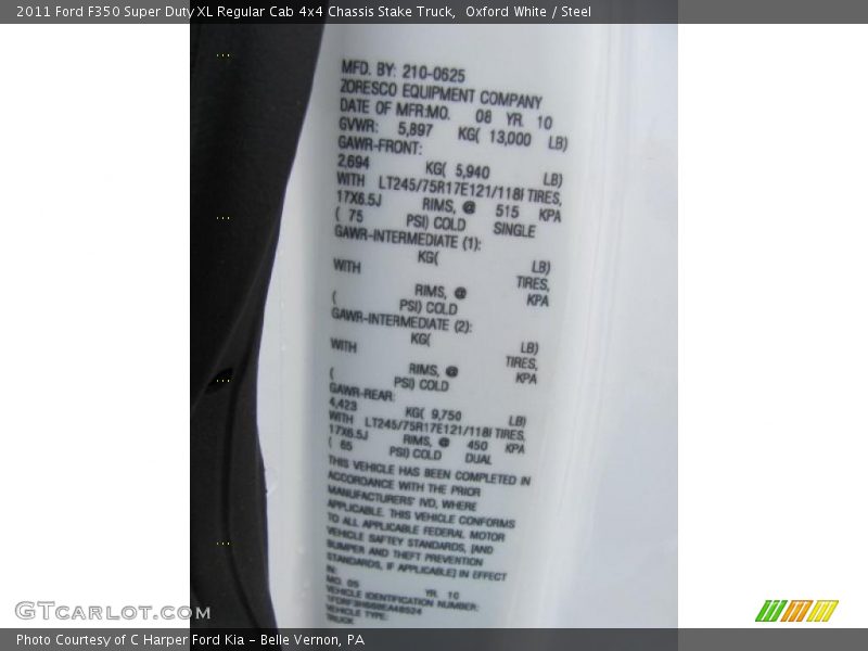 Oxford White / Steel 2011 Ford F350 Super Duty XL Regular Cab 4x4 Chassis Stake Truck