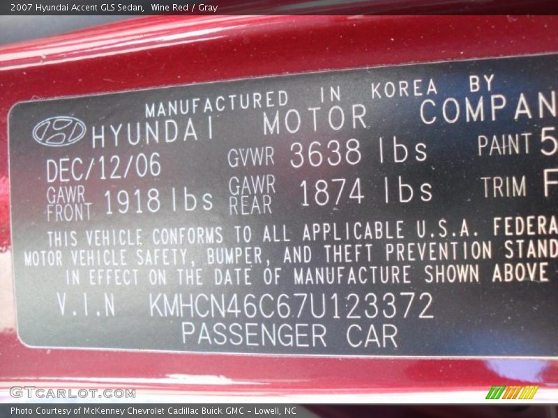 Wine Red / Gray 2007 Hyundai Accent GLS Sedan