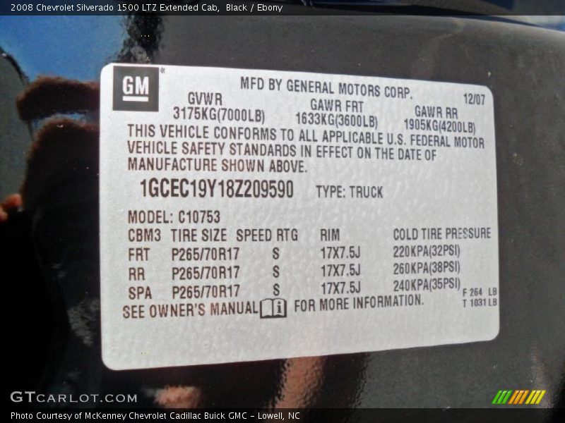 Black / Ebony 2008 Chevrolet Silverado 1500 LTZ Extended Cab
