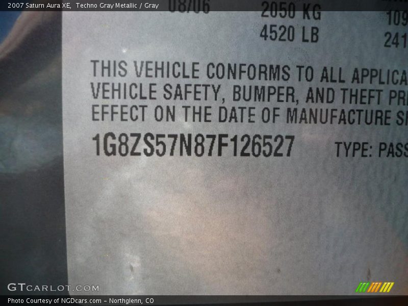 Techno Gray Metallic / Gray 2007 Saturn Aura XE