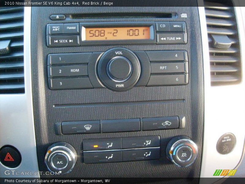 Controls of 2010 Frontier SE V6 King Cab 4x4