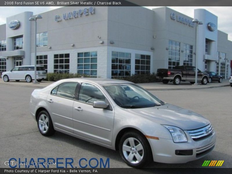 Brilliant Silver Metallic / Charcoal Black 2008 Ford Fusion SE V6 AWD