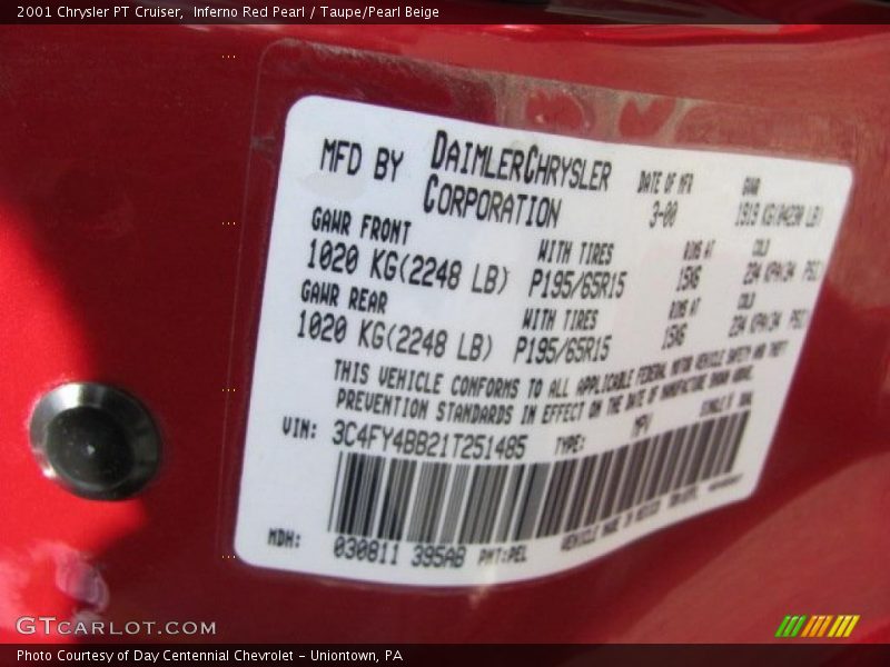 Inferno Red Pearl / Taupe/Pearl Beige 2001 Chrysler PT Cruiser