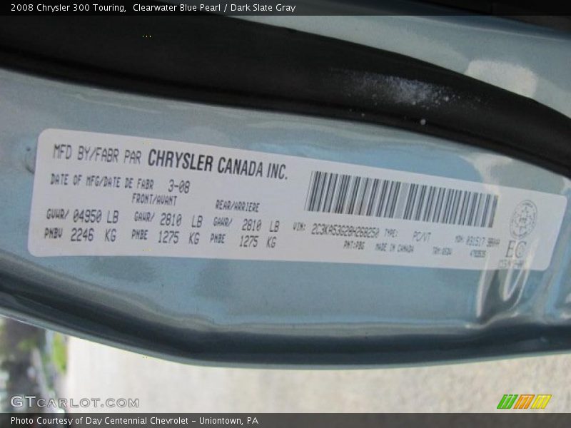 2008 300 Touring Clearwater Blue Pearl Color Code PBG