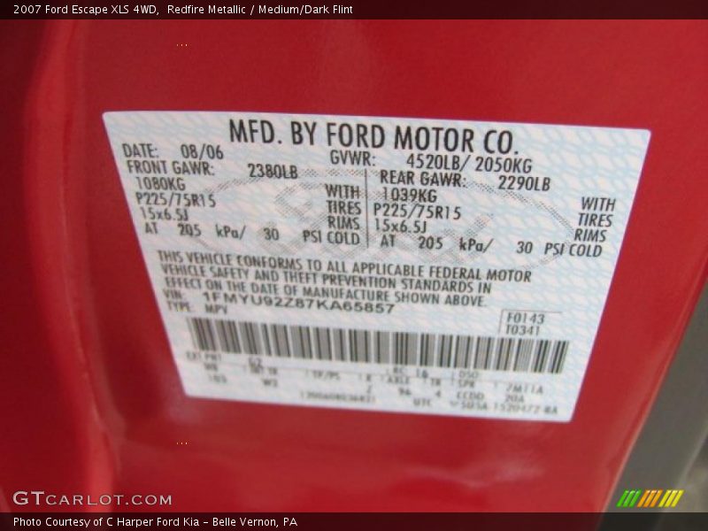 Redfire Metallic / Medium/Dark Flint 2007 Ford Escape XLS 4WD