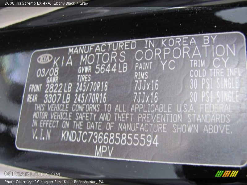 Ebony Black / Gray 2008 Kia Sorento EX 4x4