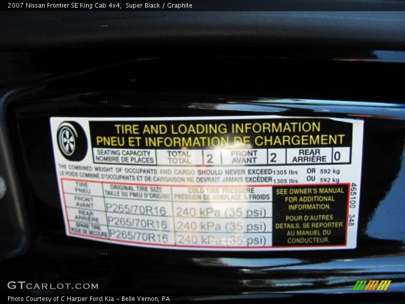Super Black / Graphite 2007 Nissan Frontier SE King Cab 4x4