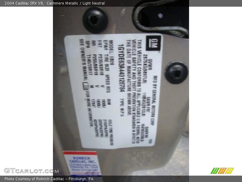 Cashmere Metallic / Light Neutral 2004 Cadillac SRX V8