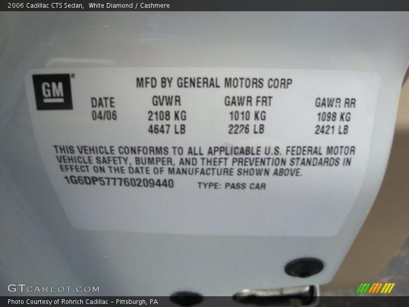 White Diamond / Cashmere 2006 Cadillac CTS Sedan