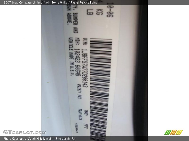 Stone White / Pastel Pebble Beige 2007 Jeep Compass Limited 4x4