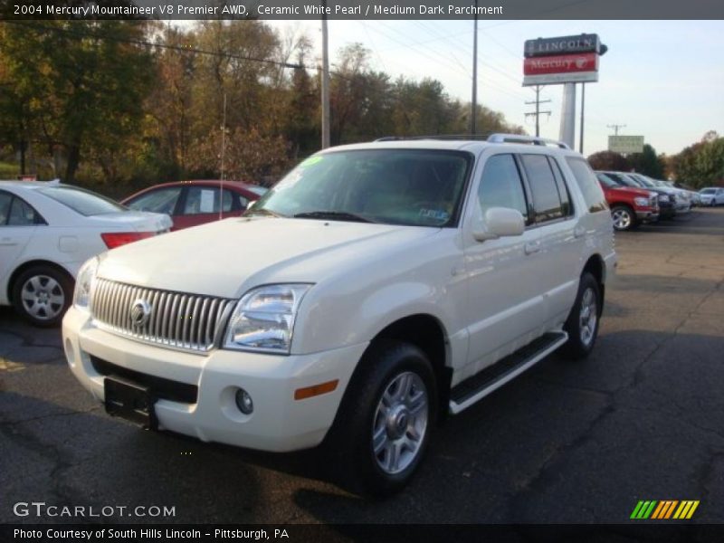 Ceramic White Pearl / Medium Dark Parchment 2004 Mercury Mountaineer V8 Premier AWD