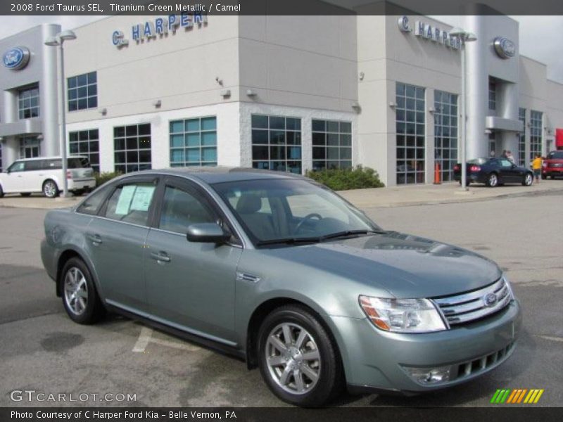 Titanium Green Metallic / Camel 2008 Ford Taurus SEL