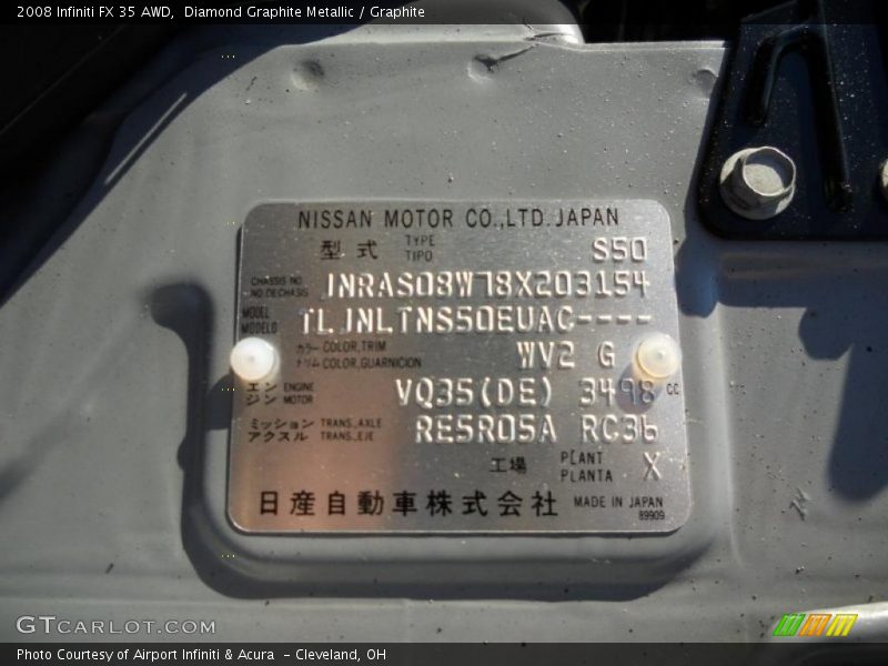 Diamond Graphite Metallic / Graphite 2008 Infiniti FX 35 AWD