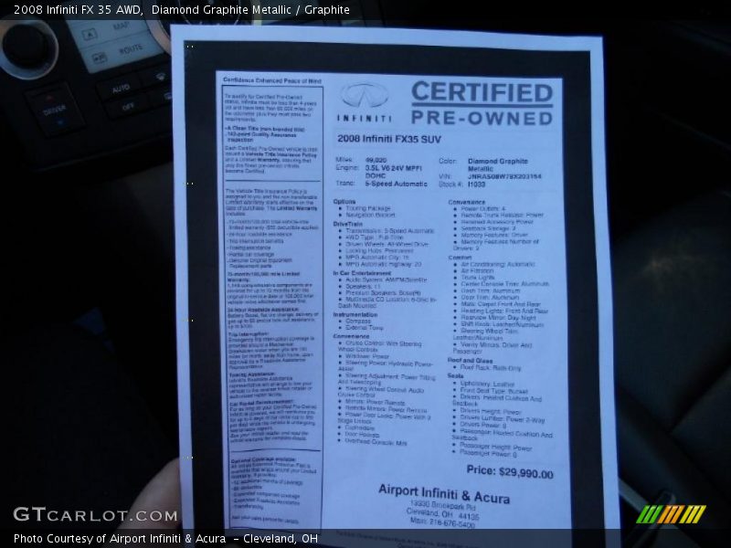 Diamond Graphite Metallic / Graphite 2008 Infiniti FX 35 AWD