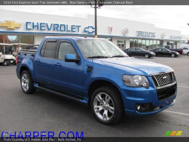 Blue Flame Metallic / Adrenalin Charcoal Black 2010 Ford Explorer Sport Trac Adrenalin AWD