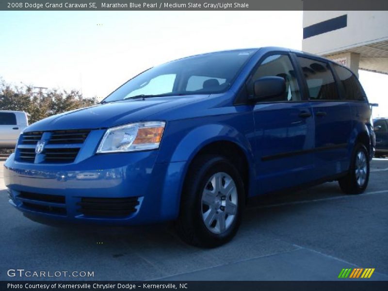Marathon Blue Pearl / Medium Slate Gray/Light Shale 2008 Dodge Grand Caravan SE