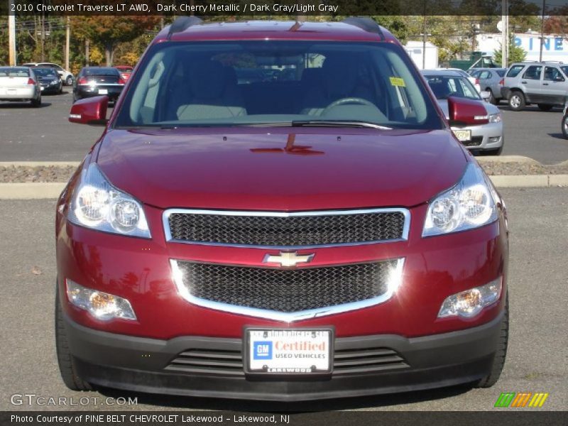 Dark Cherry Metallic / Dark Gray/Light Gray 2010 Chevrolet Traverse LT AWD