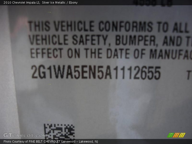 Silver Ice Metallic / Ebony 2010 Chevrolet Impala LS