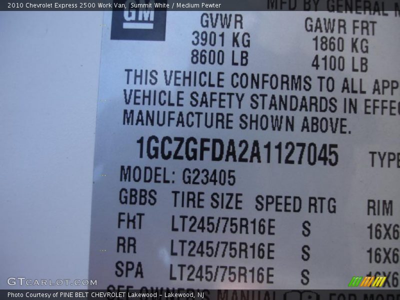 Summit White / Medium Pewter 2010 Chevrolet Express 2500 Work Van