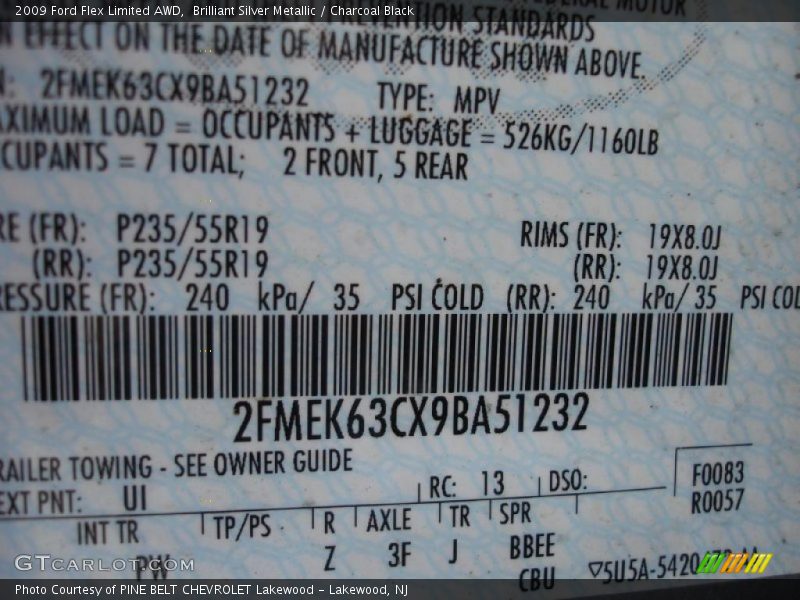 Brilliant Silver Metallic / Charcoal Black 2009 Ford Flex Limited AWD
