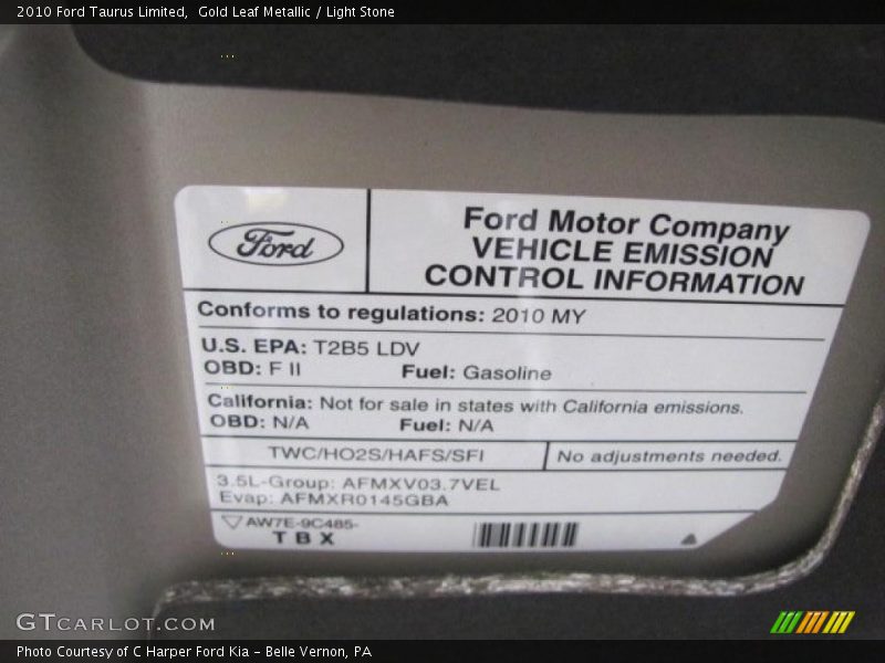 Gold Leaf Metallic / Light Stone 2010 Ford Taurus Limited