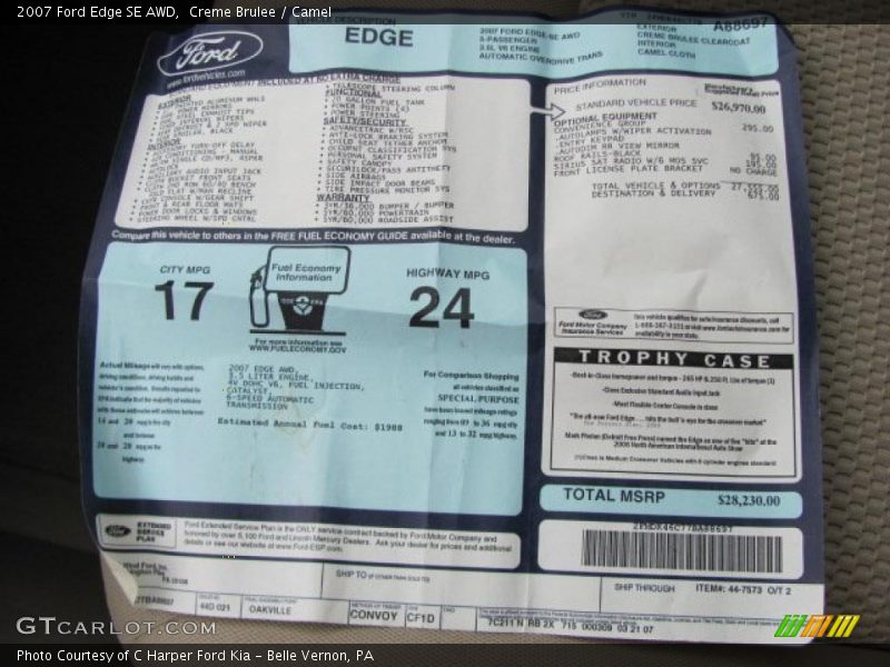 Creme Brulee / Camel 2007 Ford Edge SE AWD