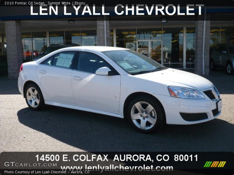 Summit White / Ebony 2010 Pontiac G6 Sedan