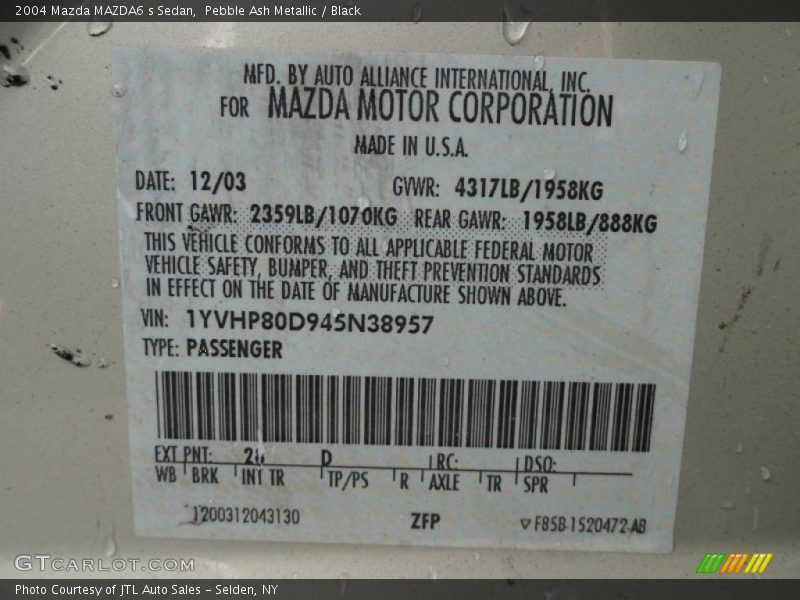 Pebble Ash Metallic / Black 2004 Mazda MAZDA6 s Sedan