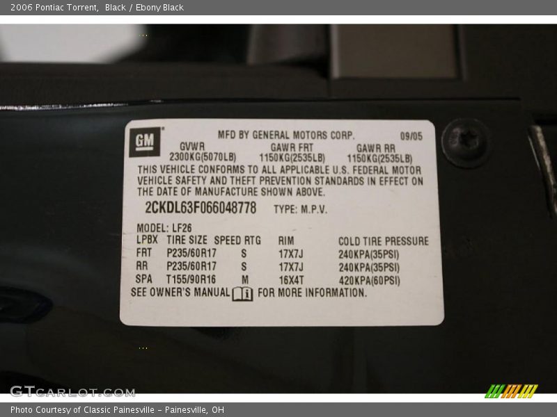 Black / Ebony Black 2006 Pontiac Torrent