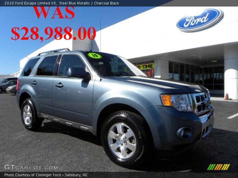 Steel Blue Metallic / Charcoal Black 2010 Ford Escape Limited V6