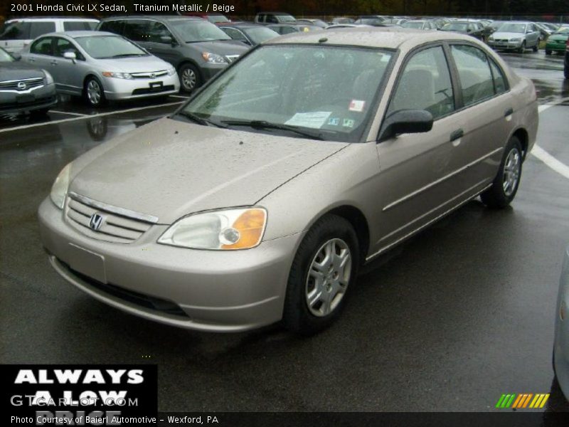 Titanium Metallic / Beige 2001 Honda Civic LX Sedan