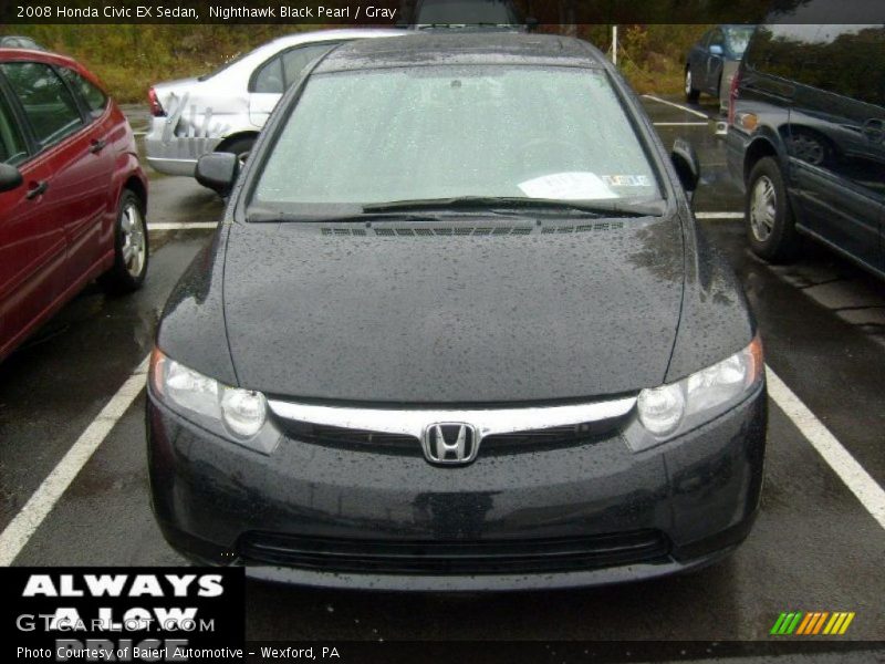 Nighthawk Black Pearl / Gray 2008 Honda Civic EX Sedan