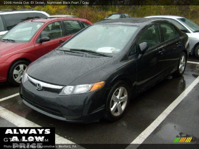 Nighthawk Black Pearl / Gray 2008 Honda Civic EX Sedan