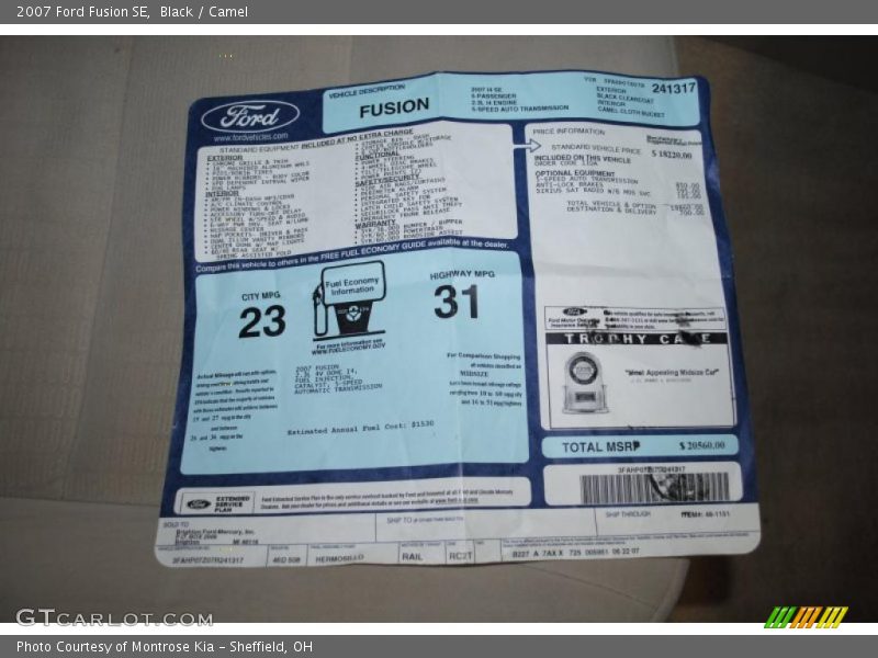 Black / Camel 2007 Ford Fusion SE