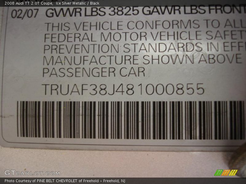 Ice Silver Metallic / Black 2008 Audi TT 2.0T Coupe