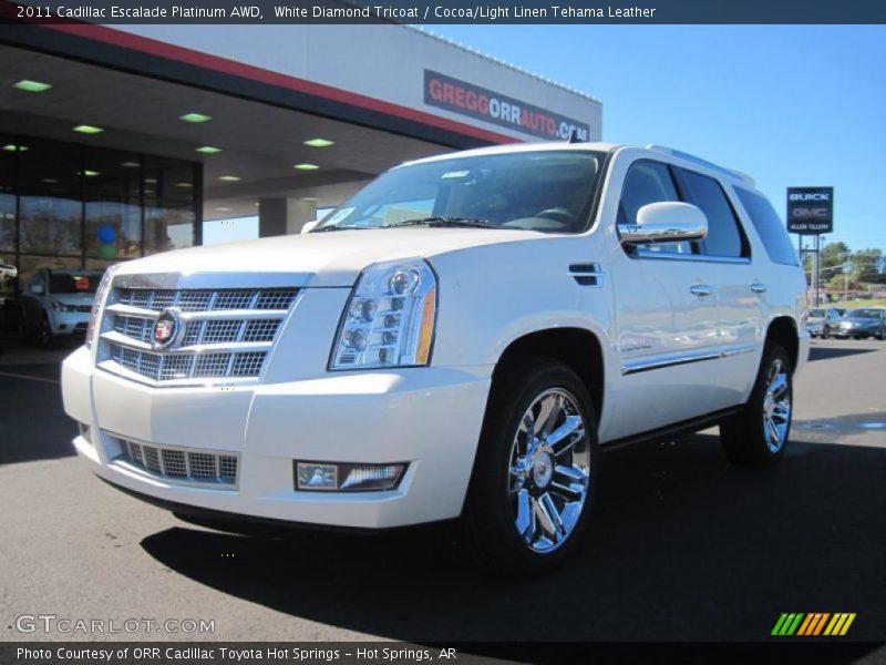 White Diamond Tricoat / Cocoa/Light Linen Tehama Leather 2011 Cadillac Escalade Platinum AWD