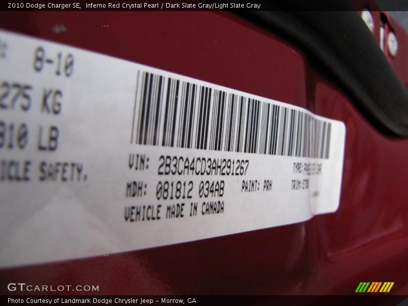 Inferno Red Crystal Pearl / Dark Slate Gray/Light Slate Gray 2010 Dodge Charger SE