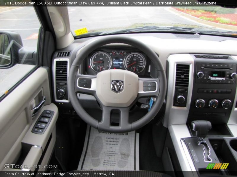 Brilliant Black Crystal Pearl / Dark Slate Gray/Medium Graystone 2011 Dodge Ram 1500 SLT Outdoorsman Crew Cab 4x4