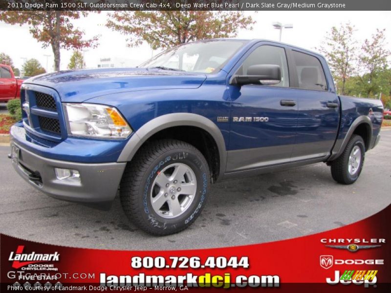 Deep Water Blue Pearl / Dark Slate Gray/Medium Graystone 2011 Dodge Ram 1500 SLT Outdoorsman Crew Cab 4x4