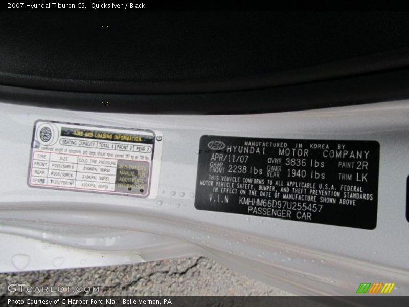 2007 Tiburon GS Quicksilver Color Code 2R