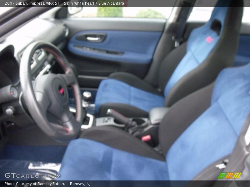 Satin White Pearl / Blue Alcantara 2007 Subaru Impreza WRX STi