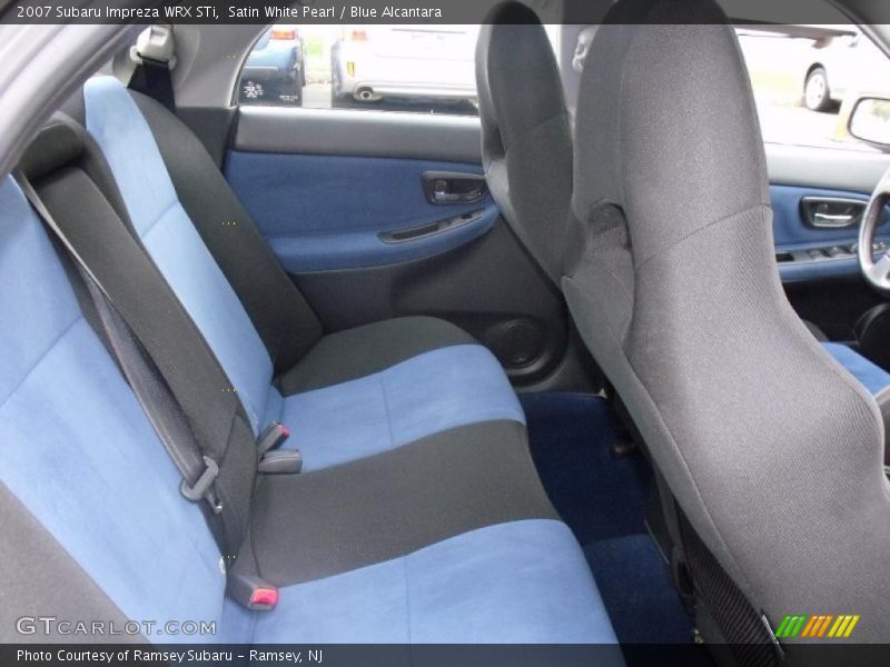 Satin White Pearl / Blue Alcantara 2007 Subaru Impreza WRX STi