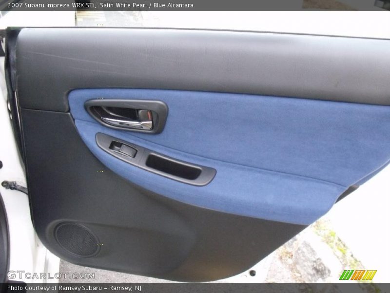 Satin White Pearl / Blue Alcantara 2007 Subaru Impreza WRX STi