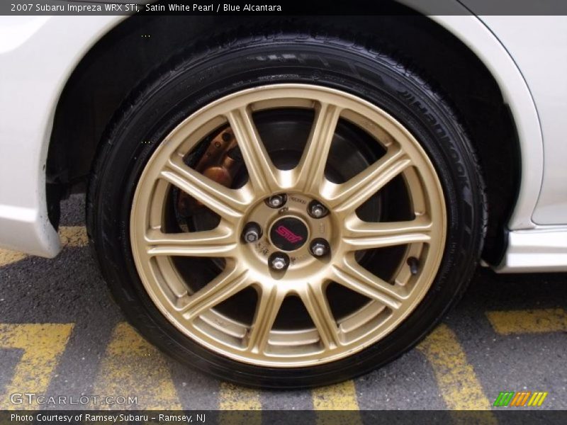 Satin White Pearl / Blue Alcantara 2007 Subaru Impreza WRX STi