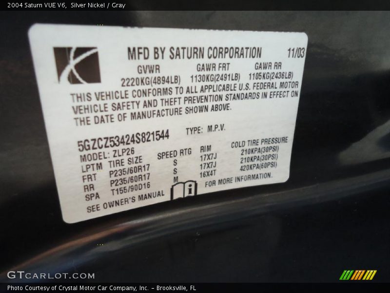 Silver Nickel / Gray 2004 Saturn VUE V6